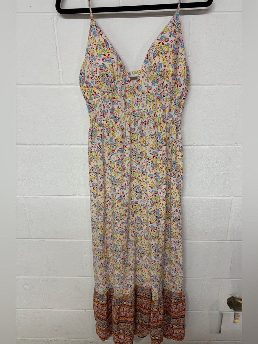 As U Wish Multicolor Floral Maxi Dress with Border Hem